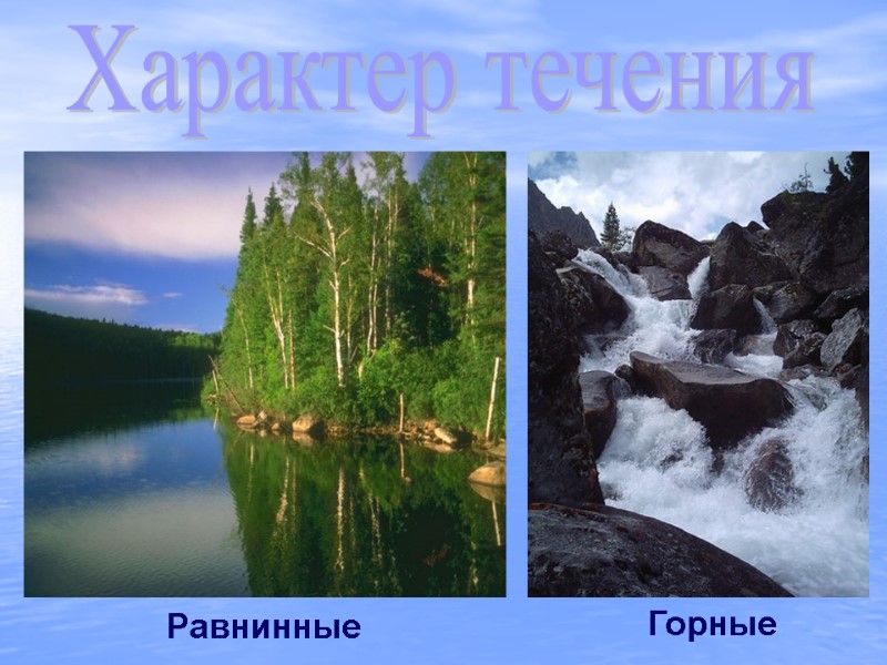 Характер течения Равнинные Горные